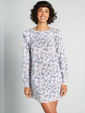 NWT Modcloth White and Foral Lightweight Lounge Dress